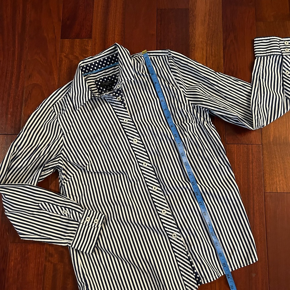 Talbots Office Button Down Petite Small Navy & Wh… - image 5